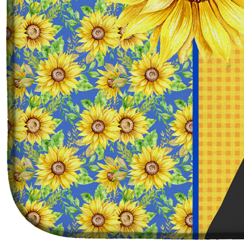 Summer Sunflowers Black Boxer Dish Drying Mat  the-store.com.