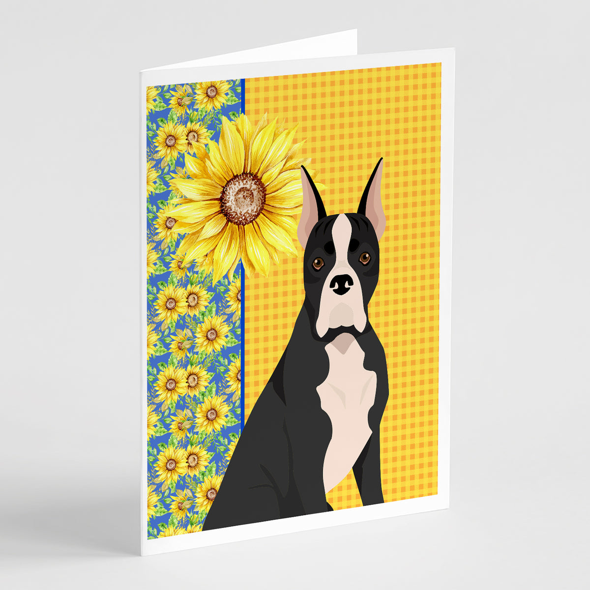 Buy this Summer Sunflowers Black Boxer Greeting Cards and Envelopes Pack of 8