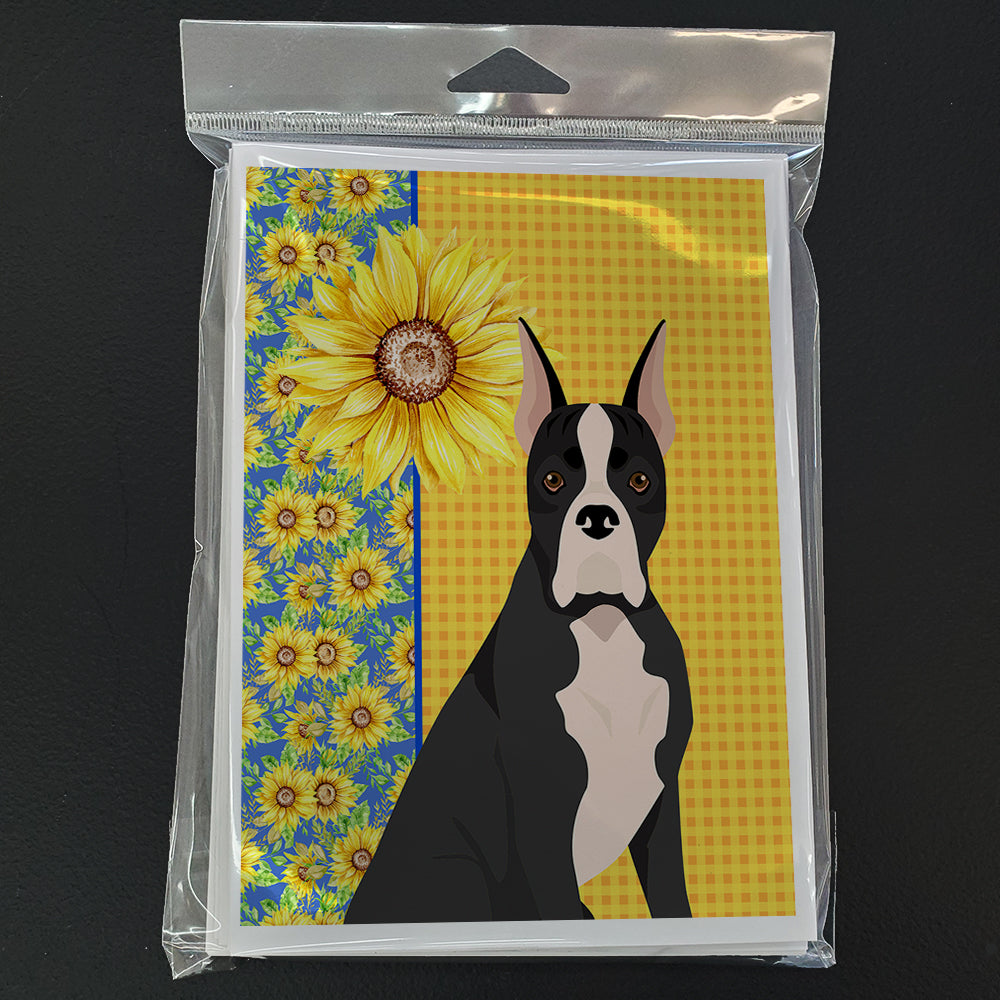 Summer Sunflowers Black Boxer Greeting Cards and Envelopes Pack of 8 - the-store.com