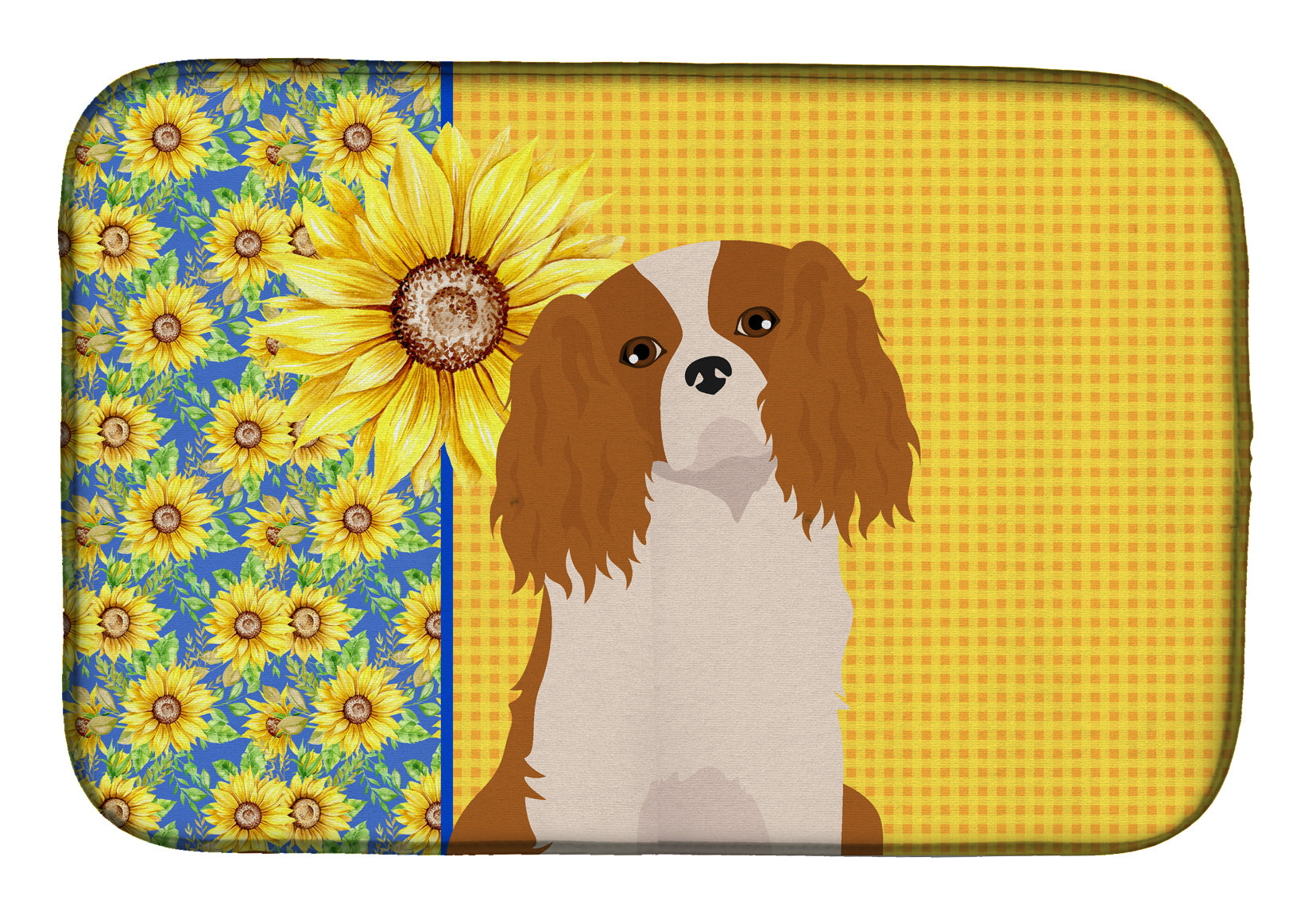 Summer Sunflowers Blenheim Cavalier Spaniel Dish Drying Mat  the-store.com.