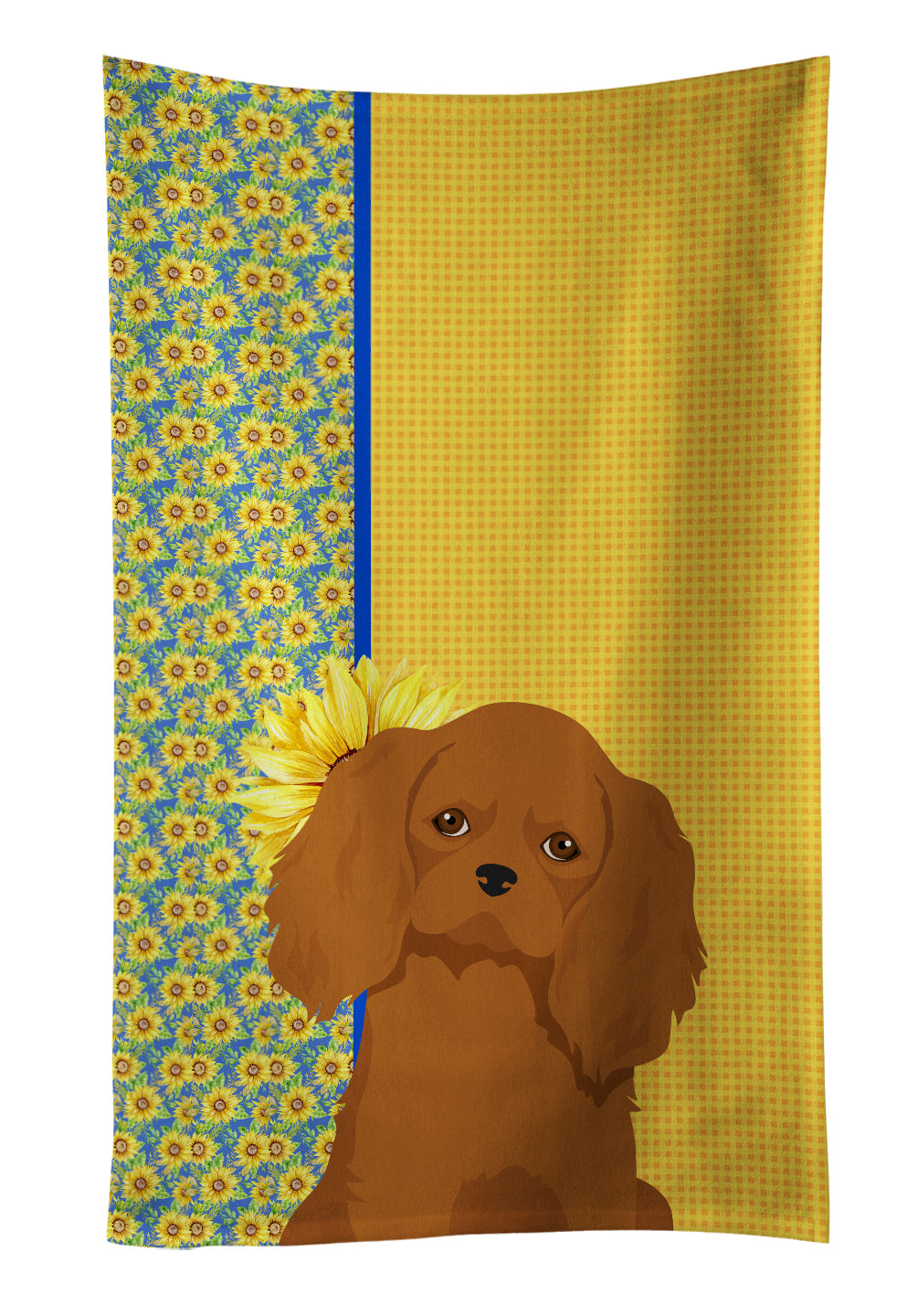 Buy this Summer Sunflowers Ruby Cavalier Spaniel Kitchen Towel