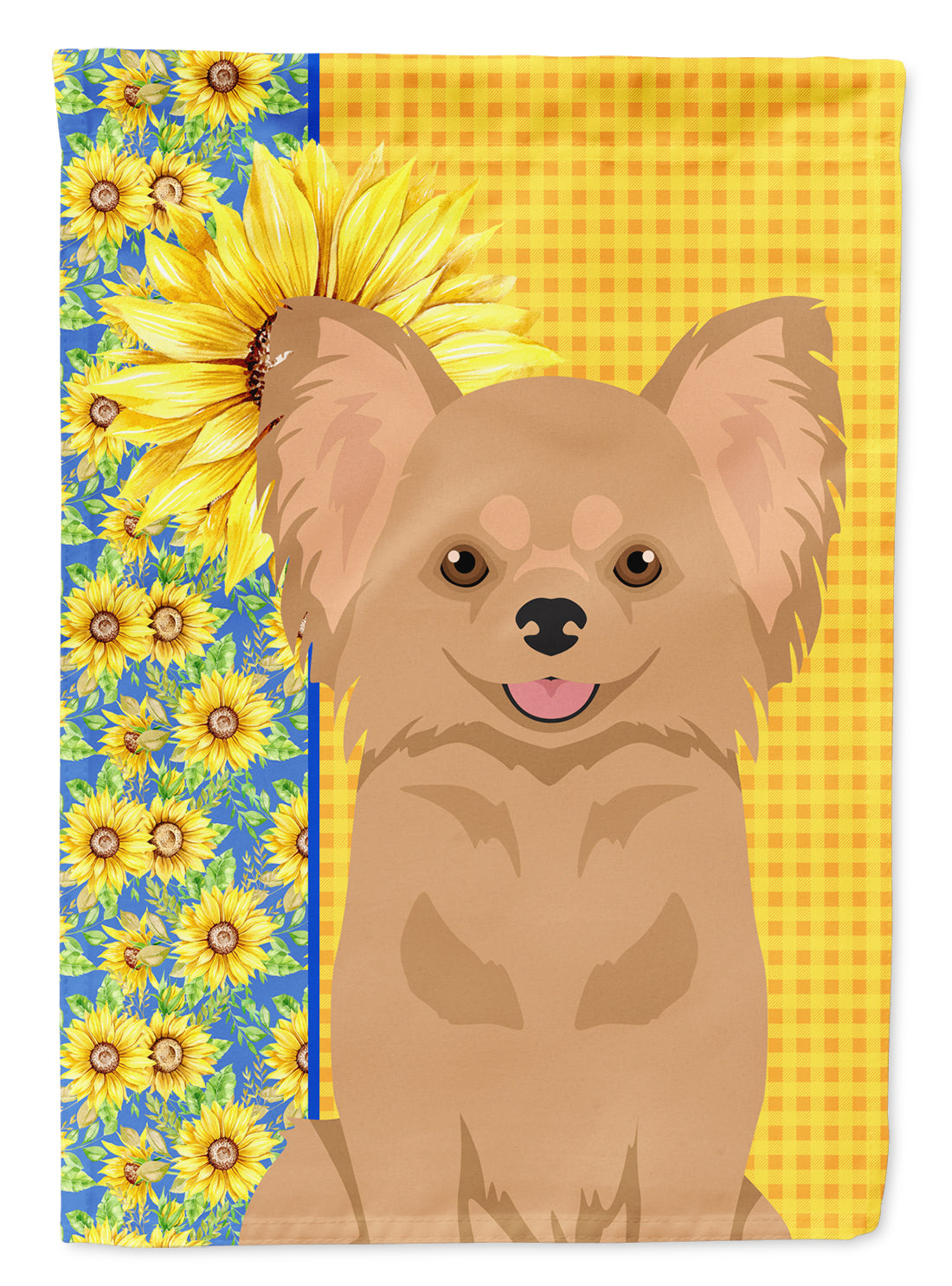 Summer Sunflowers Longhaired Gold Chihuahua Flag Garden Size  the-store.com.