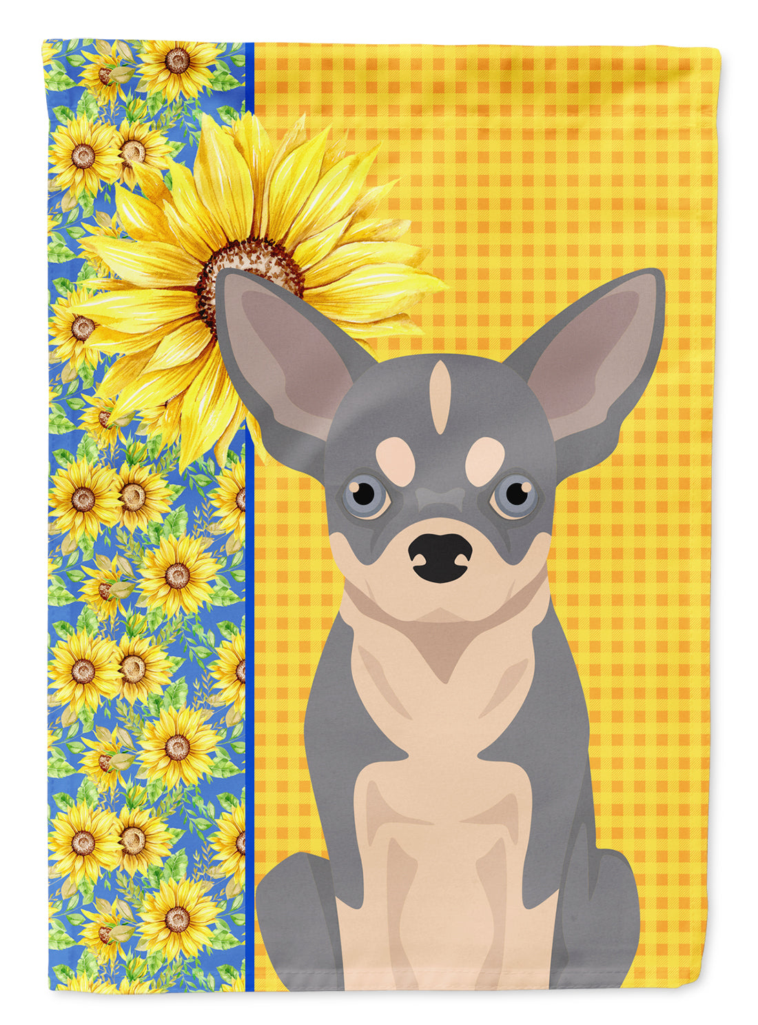 Summer Sunflowers Blue and White Chihuahua Flag Garden Size  the-store.com.