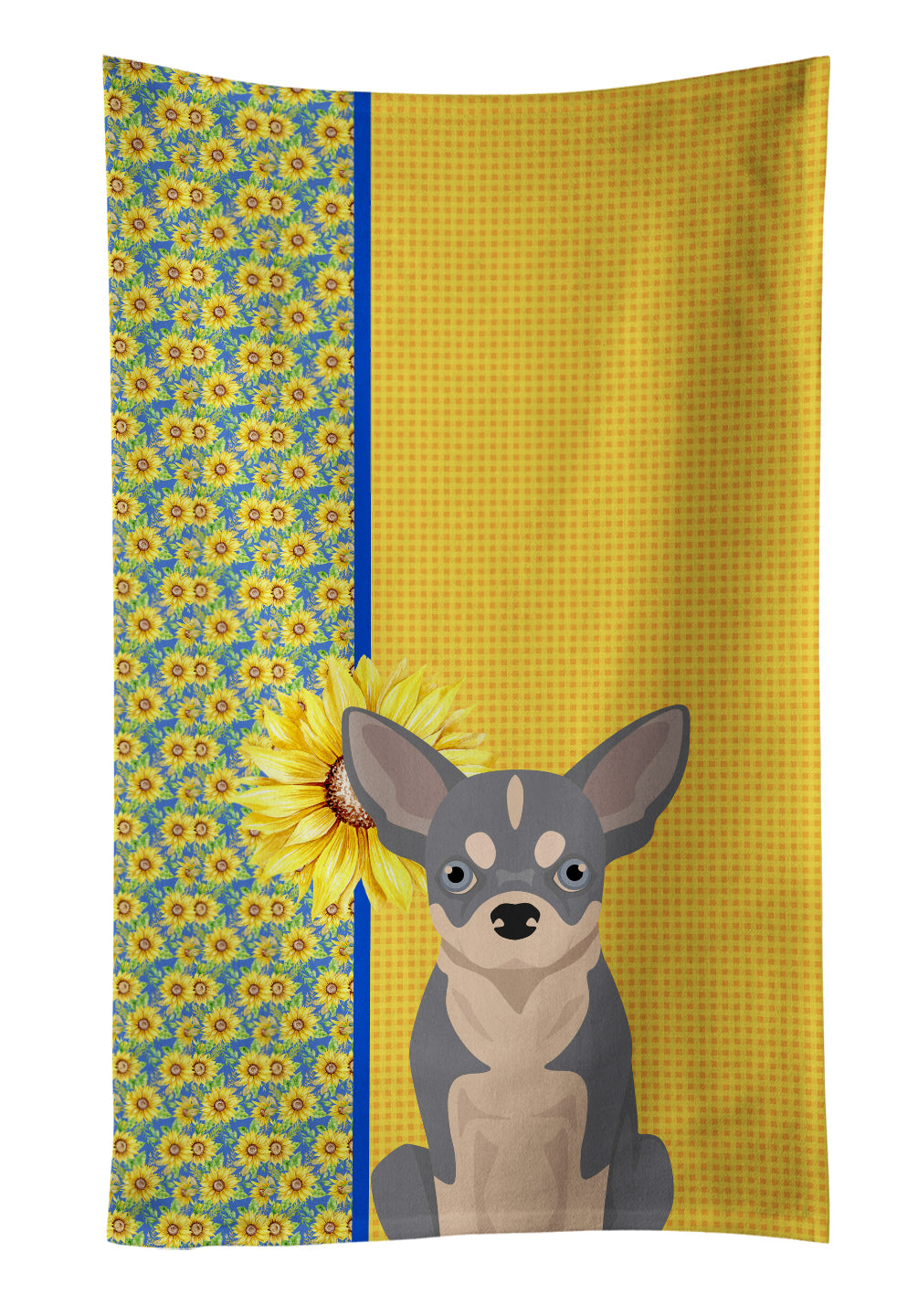 Buy this Summer Sunflowers Blue and White Chihuahua Kitchen Towel