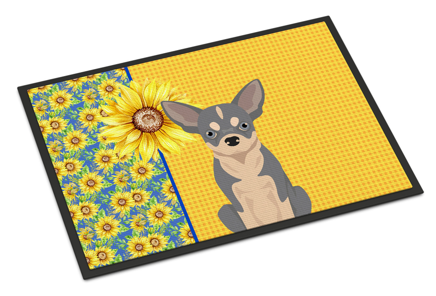 Buy this Summer Sunflowers Blue and White Chihuahua Indoor or Outdoor Mat 18x27