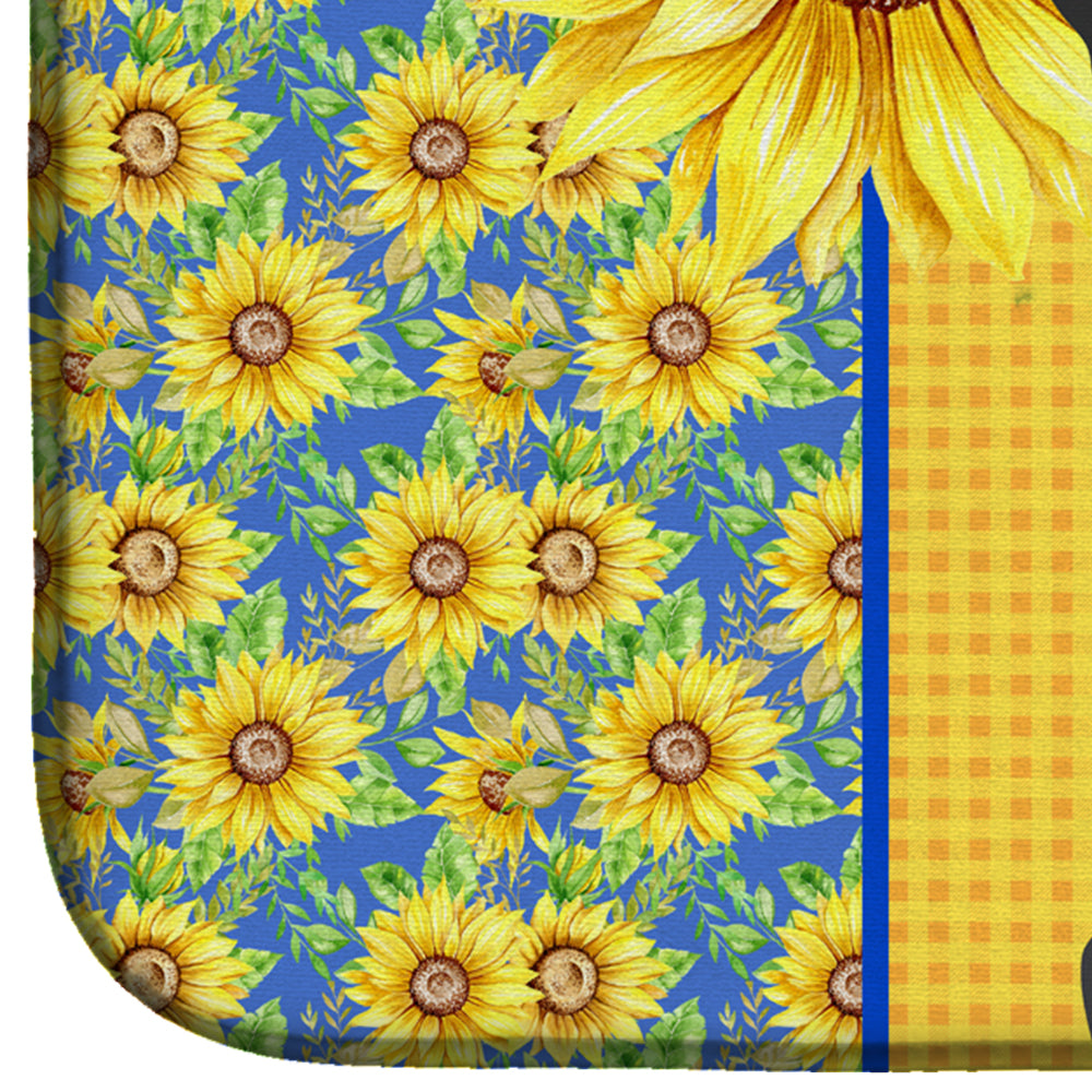 Summer Sunflowers Black and Cream Chihuahua Dish Drying Mat  the-store.com.