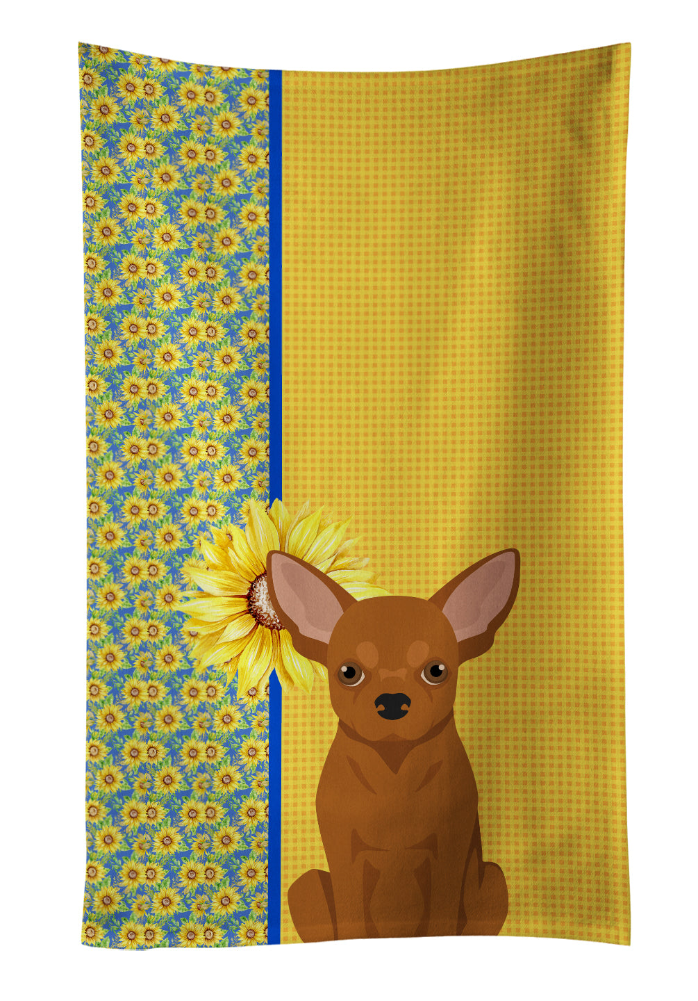 Buy this Summer Sunflowers Red Chihuahua Kitchen Towel