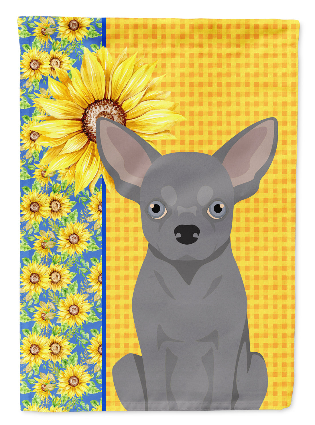 Summer Sunflowers Blue Chihuahua Flag Garden Size  the-store.com.