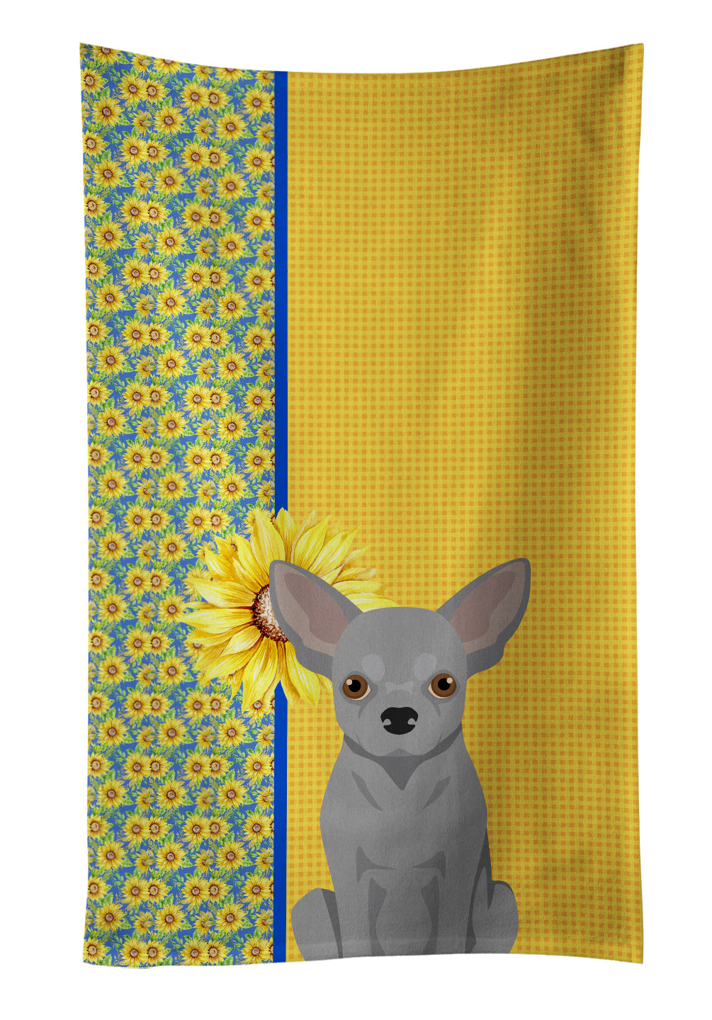 Buy this Summer Sunflowers Silver Chihuahua Kitchen Towel