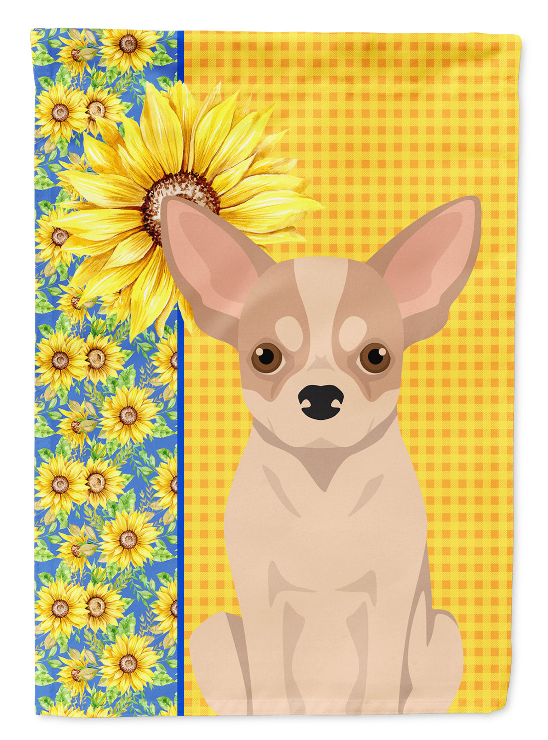 Summer Sunflowers Fawn and White Chihuahua Flag Garden Size  the-store.com.