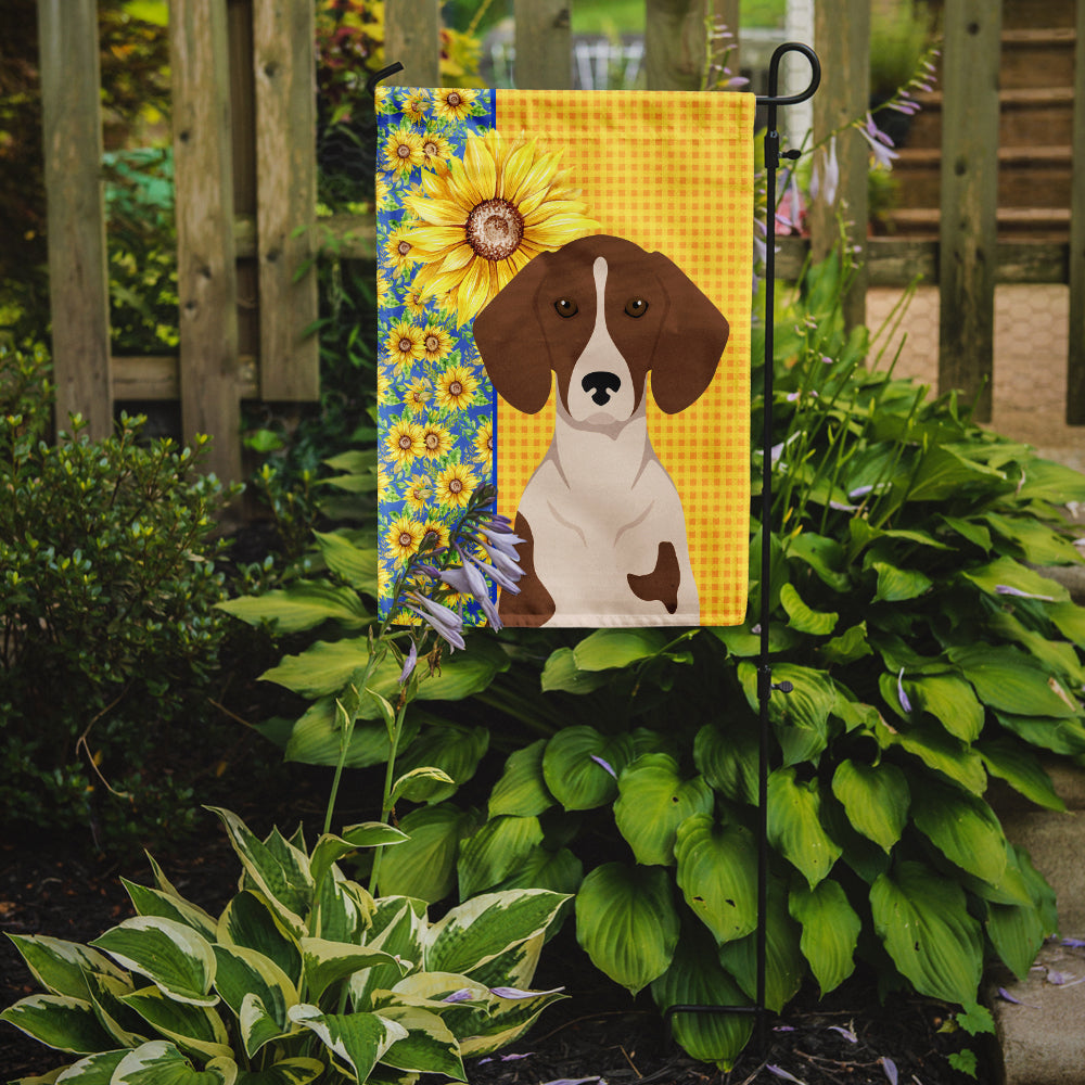 Summer Sunflowers Red Piebald Dachshund Flag Garden Size  the-store.com.