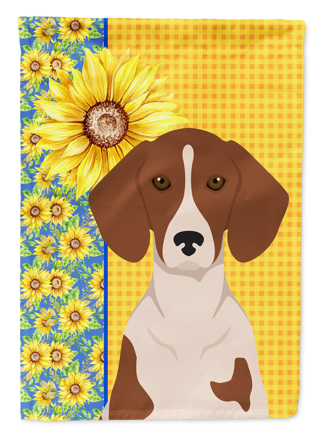 Summer Sunflowers Red Piebald Dachshund Flag Garden Size  the-store.com.