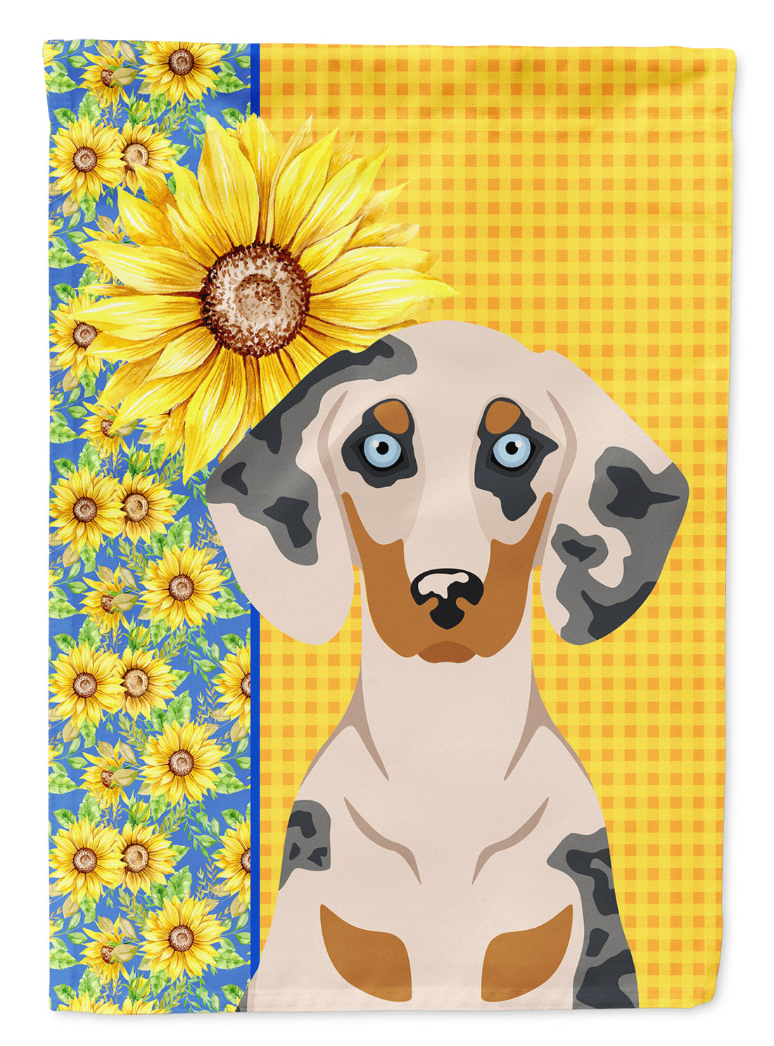 Summer Sunflowers Cream Dapple Dachshund Flag Garden Size  the-store.com.