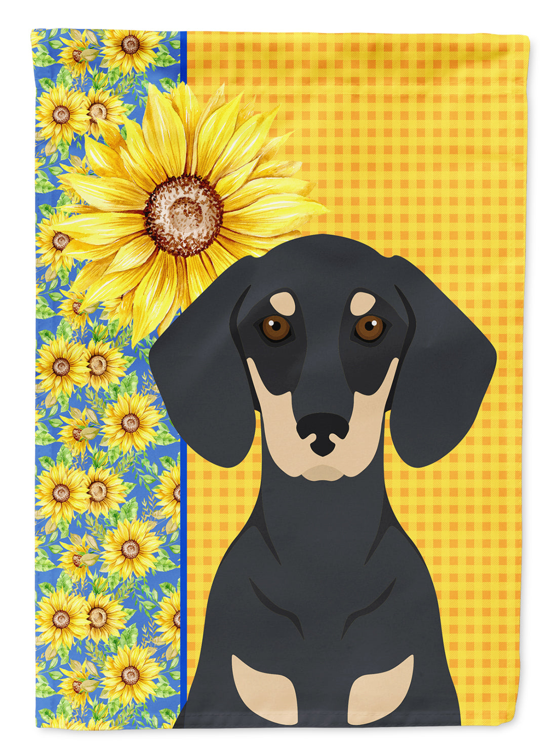 Summer Sunflowers Black and Cream Dachshund Flag Garden Size  the-store.com.