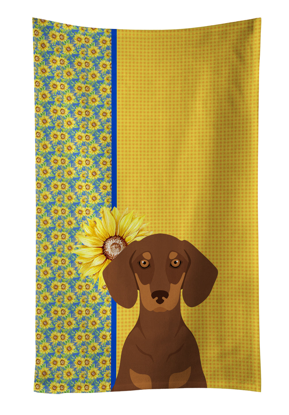 Buy this Summer Sunflowers Chocolate and Tan Dachshund Kitchen Towel