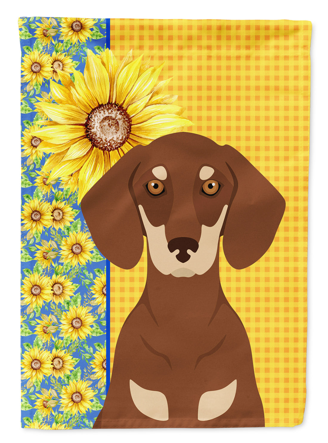 Summer Sunflowers Chocolate and Cream Dachshund Flag Garden Size  the-store.com.