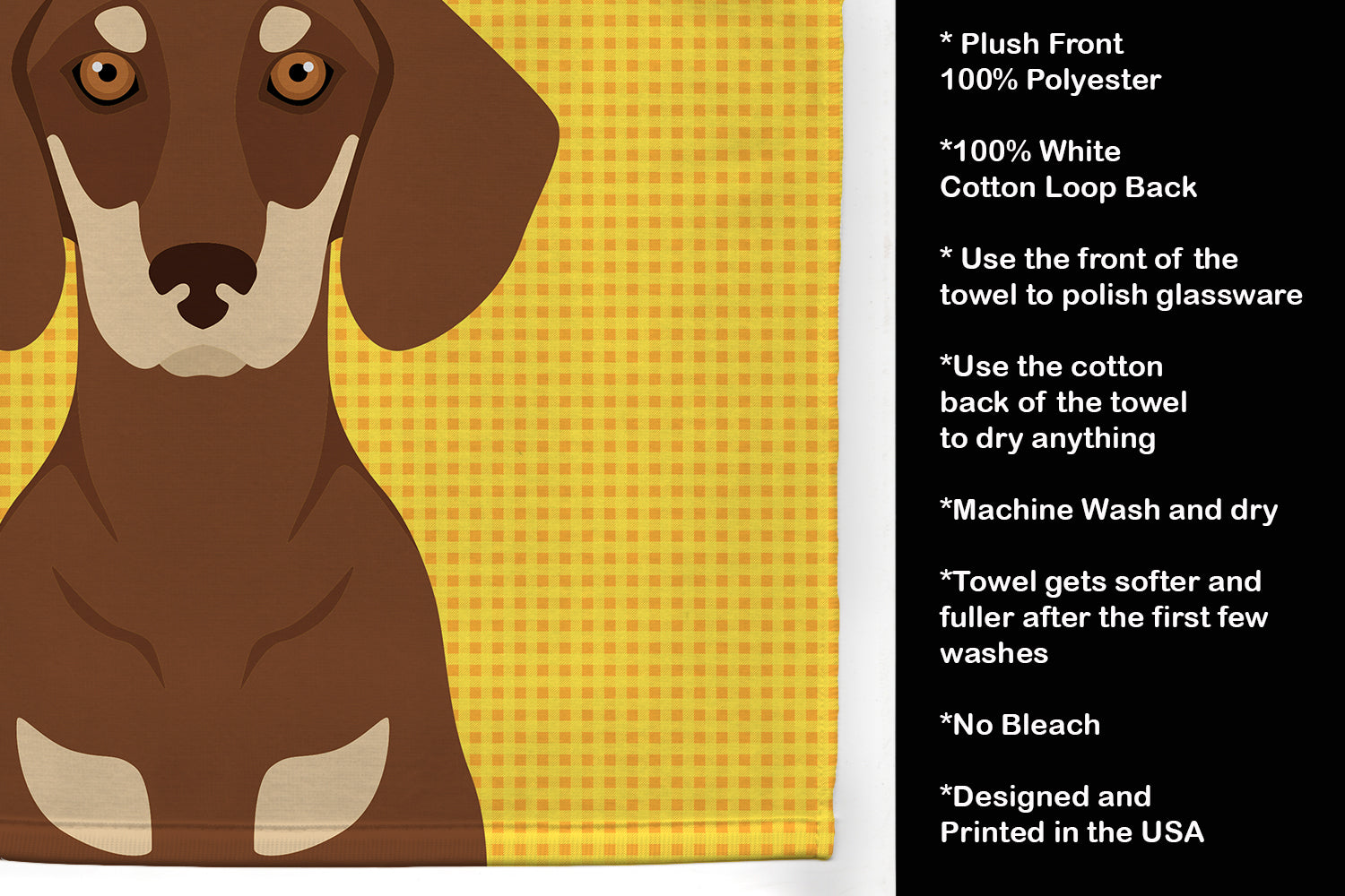 Summer Sunflowers Chocolate and Cream Dachshund Kitchen Towel - the-store.com