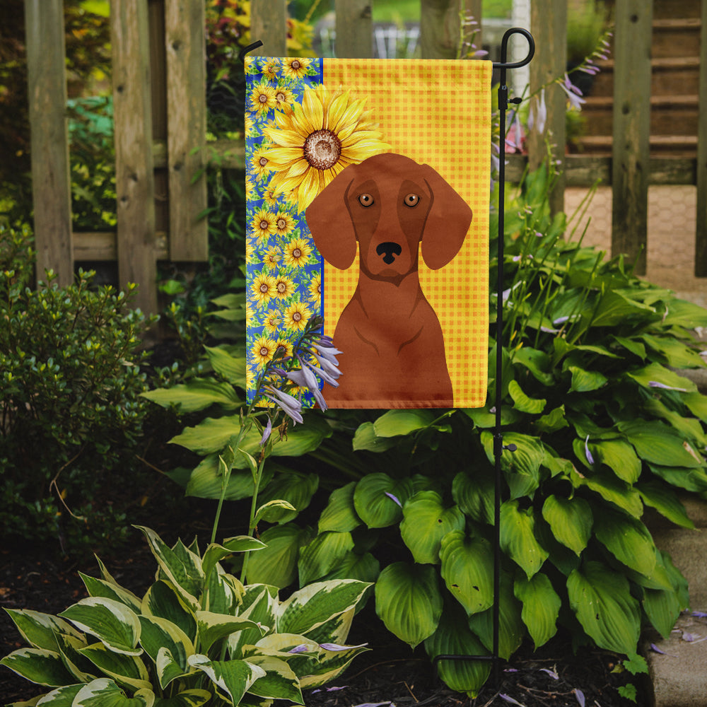 Summer Sunflowers Red Dachshund Flag Garden Size  the-store.com.