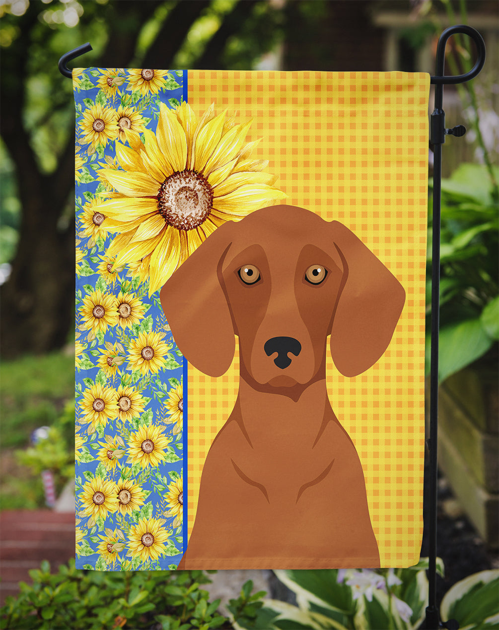 Summer Sunflowers Red Dachshund Flag Garden Size  the-store.com.