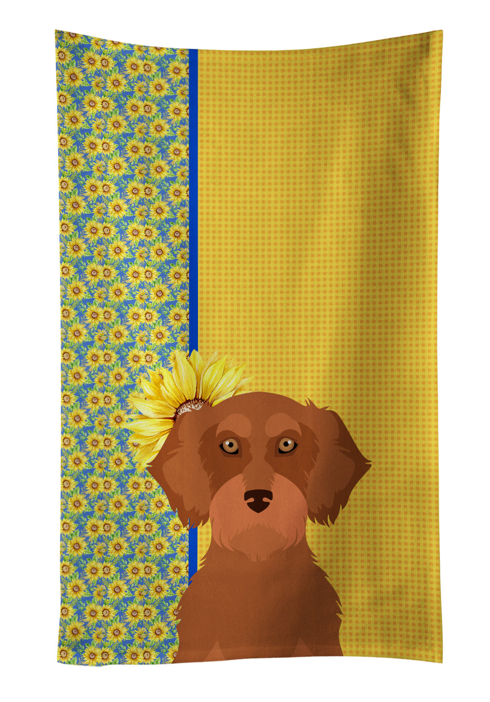 Buy this Summer Sunflowers Wirehair Red Dachshund Kitchen Towel