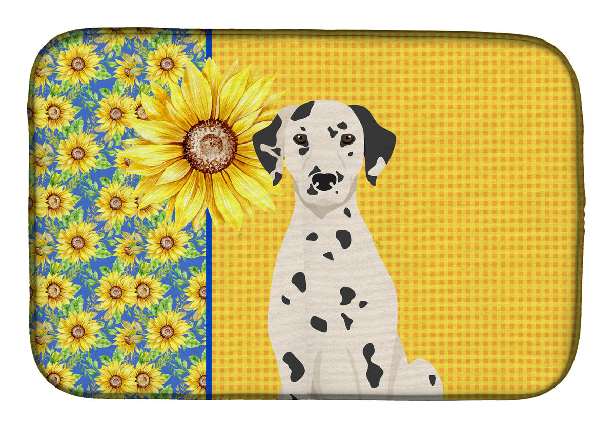 Summer Sunflowers Dalmatian Dish Drying Mat  the-store.com.