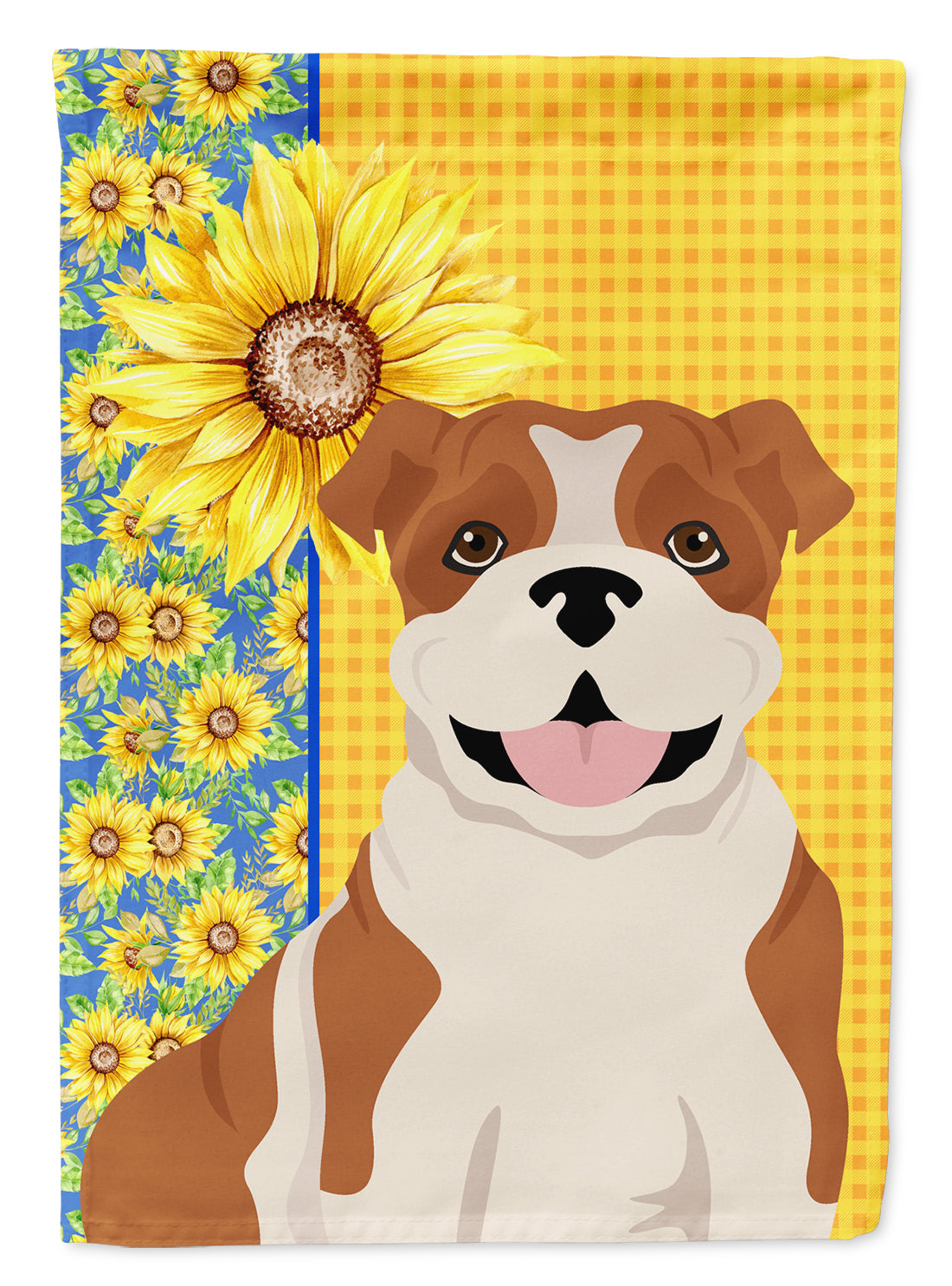 Summer Sunflowers Red English Bulldog Flag Garden Size  the-store.com.