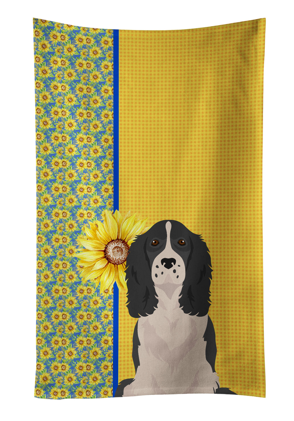 Buy this Summer Sunflowers Black English Springer Spaniel Kitchen Towel