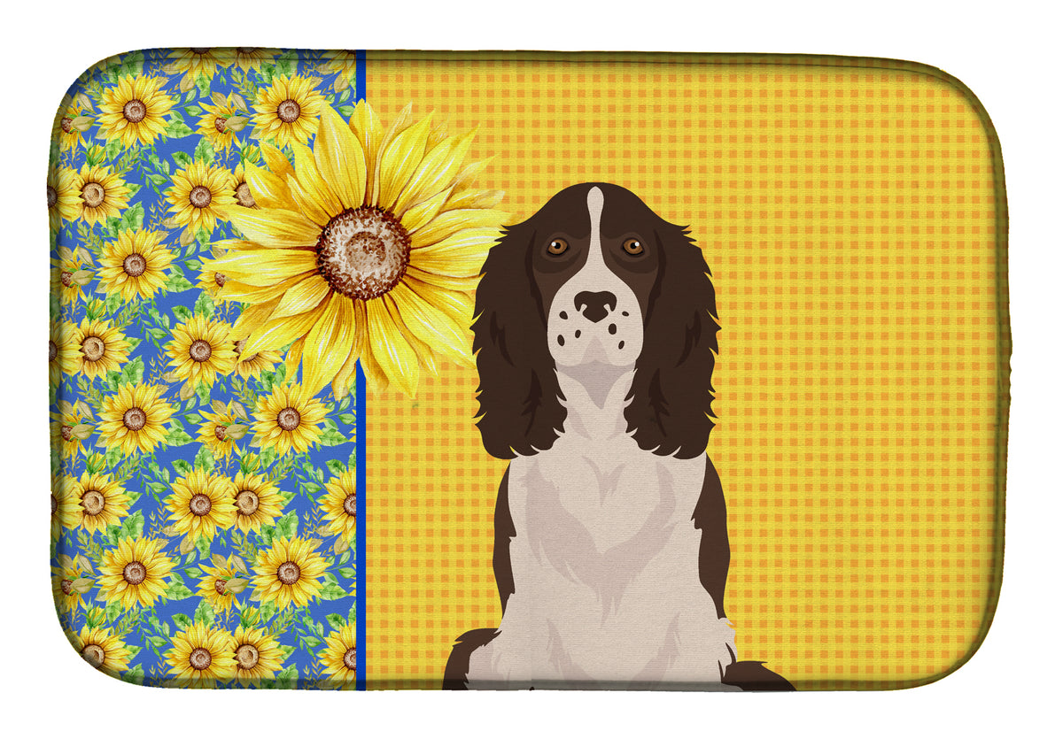 Summer Sunflowers Liver English Springer Spaniel Dish Drying Mat  the-store.com.