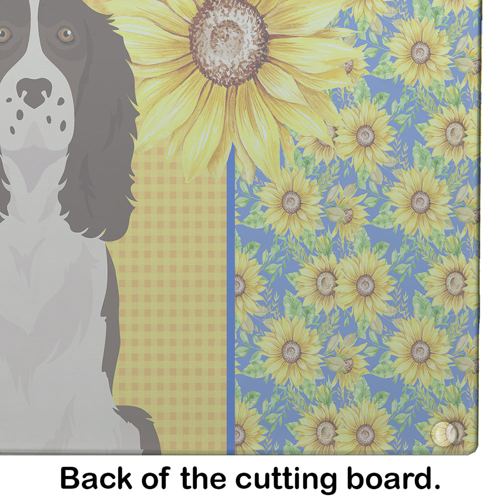 Summer Sunflowers Liver English Springer Spaniel Glass Cutting Board Large - the-store.com