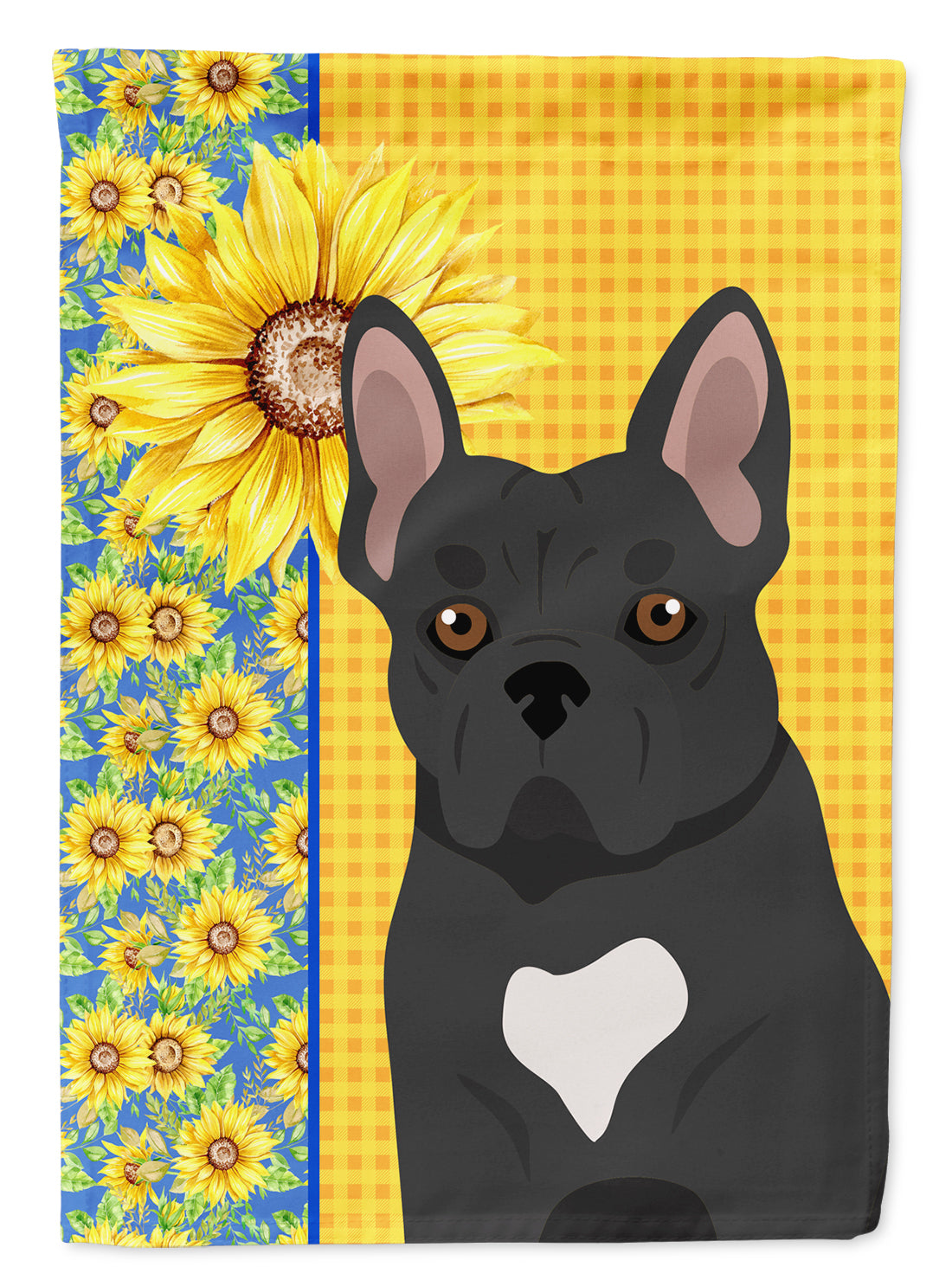 Summer Sunflowers Black French Bulldog Flag Garden Size  the-store.com.