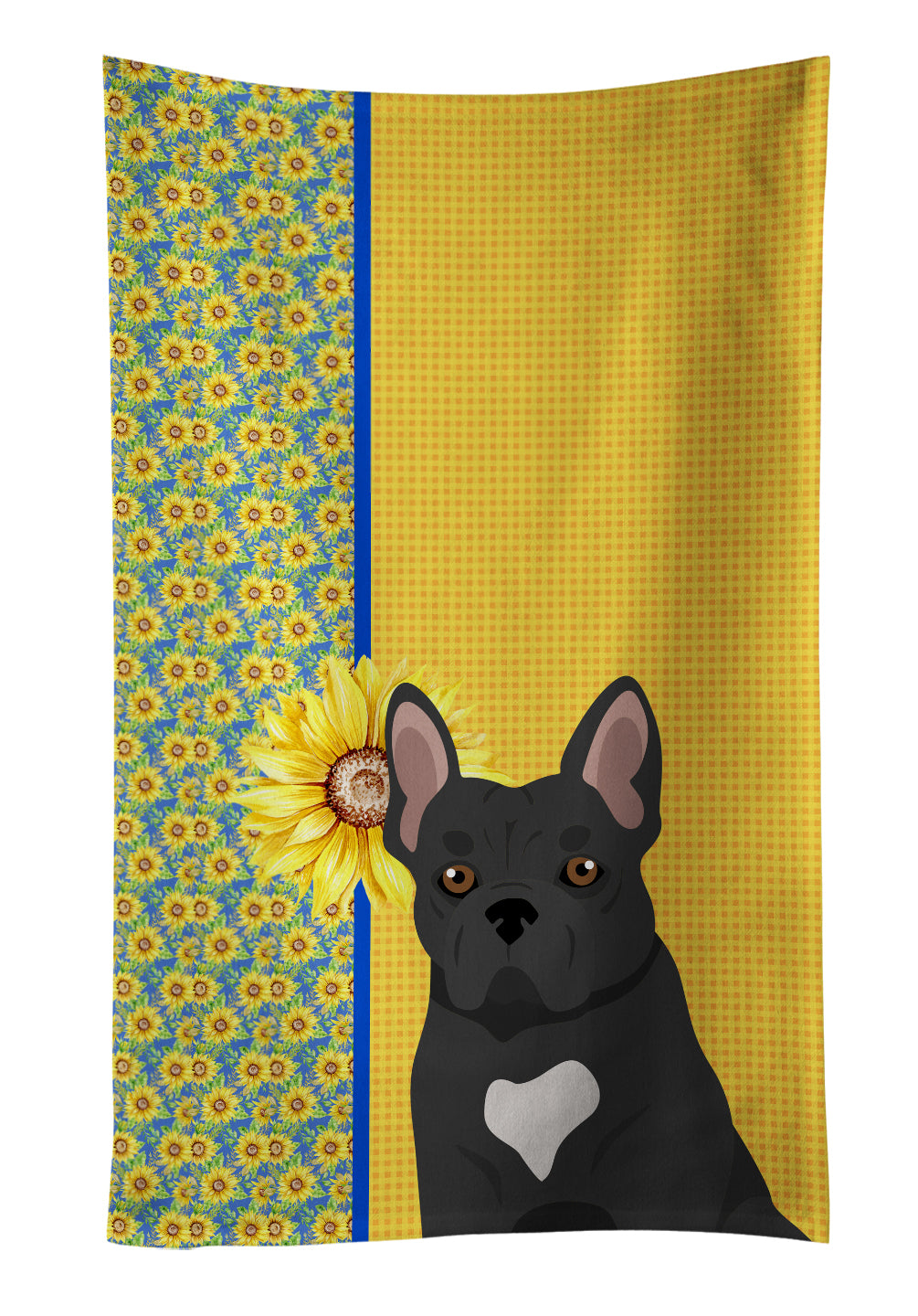 Buy this Summer Sunflowers Black French Bulldog Kitchen Towel