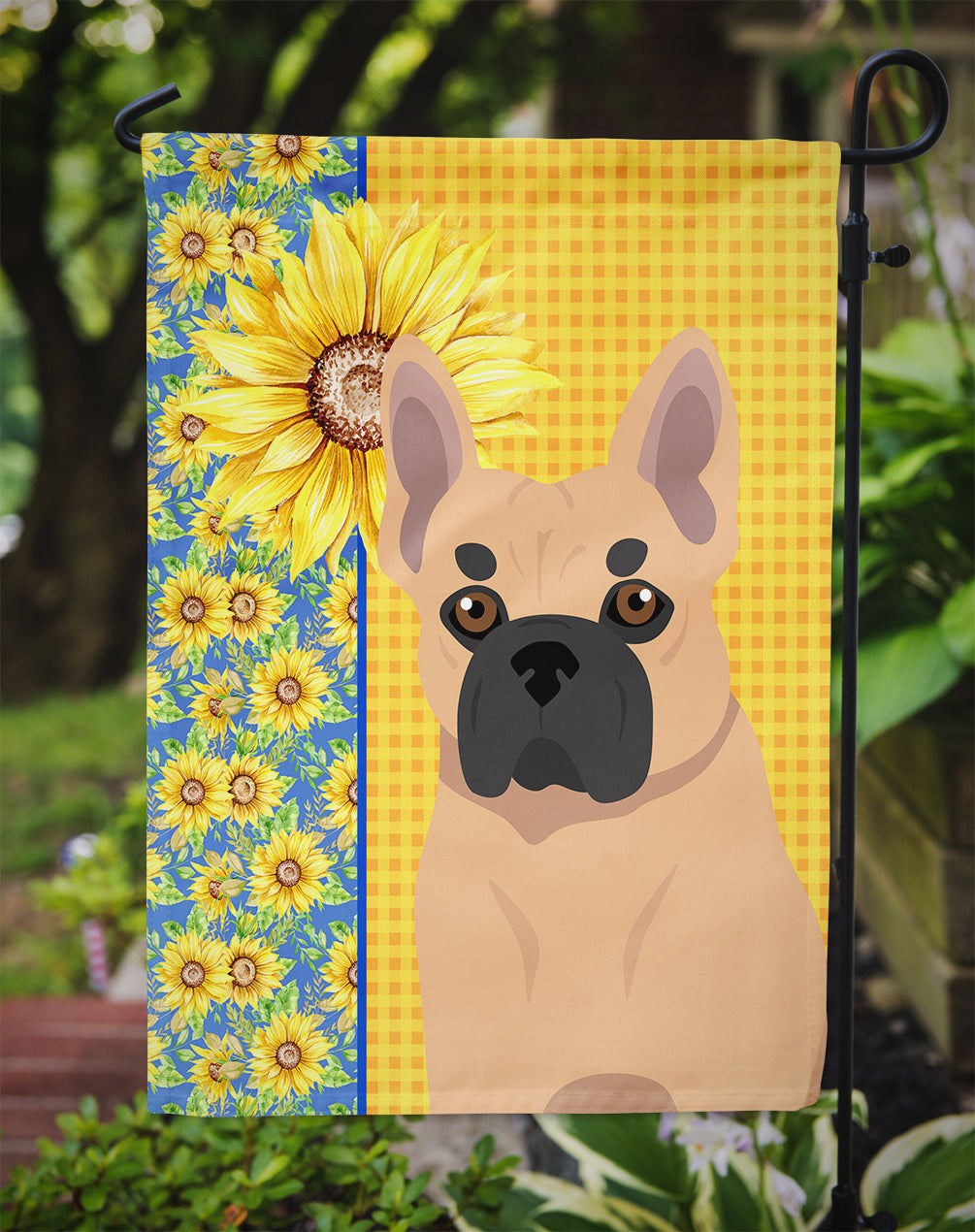 Summer Sunflowers Fawn French Bulldog Flag Garden Size  the-store.com.