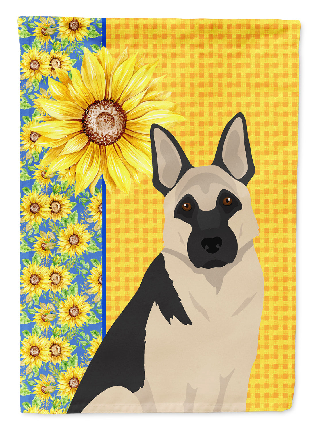 Summer Sunflowers Black and Silver German Shepherd Flag Garden Size  the-store.com.