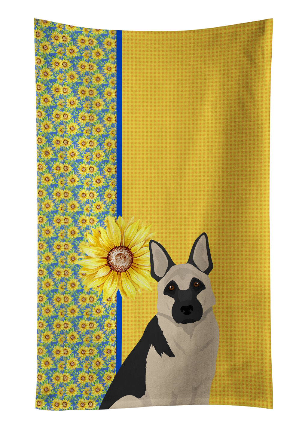 Buy this Summer Sunflowers Black and Silver German Shepherd Kitchen Towel