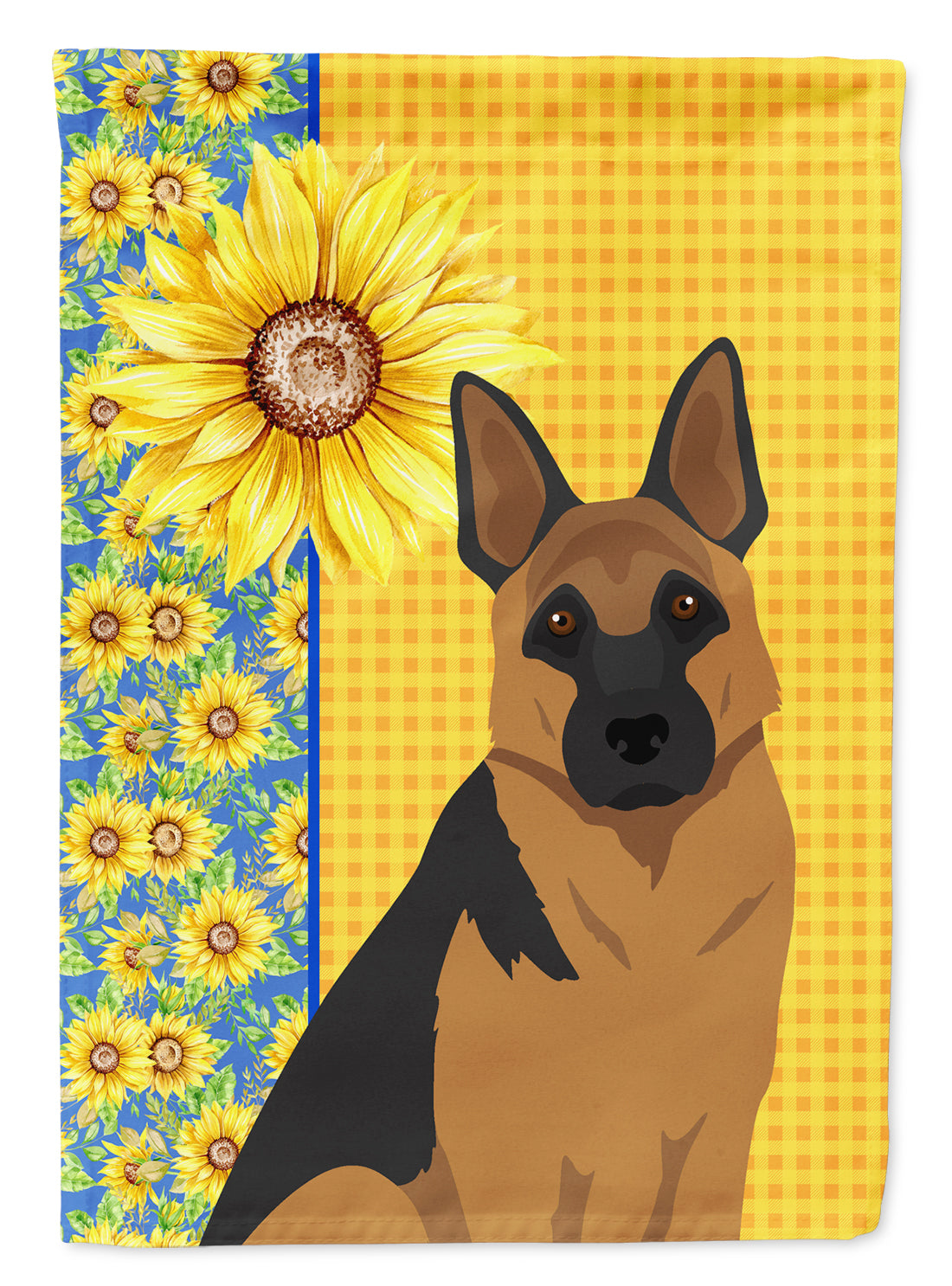 Summer Sunflowers Black and Tan German Shepherd Flag Garden Size  the-store.com.