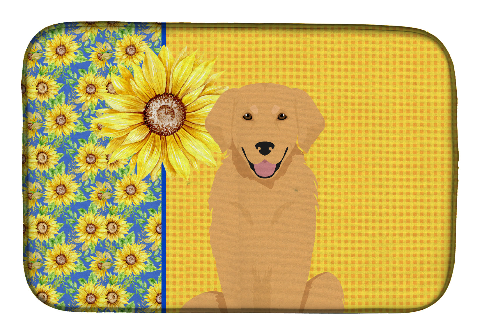 Summer Sunflowers Gold Golden Retriever Dish Drying Mat  the-store.com.