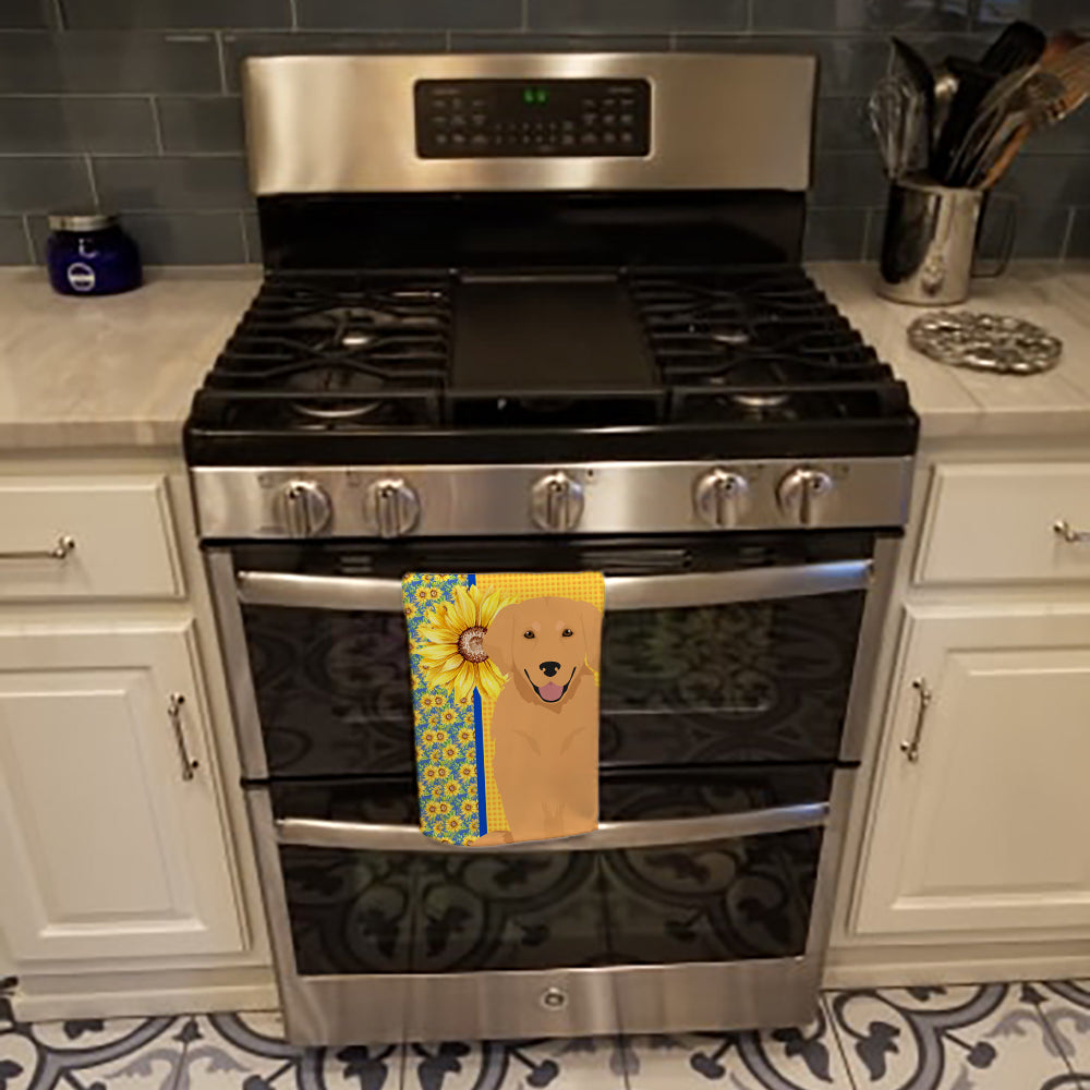 Summer Sunflowers Gold Golden Retriever Kitchen Towel - the-store.com