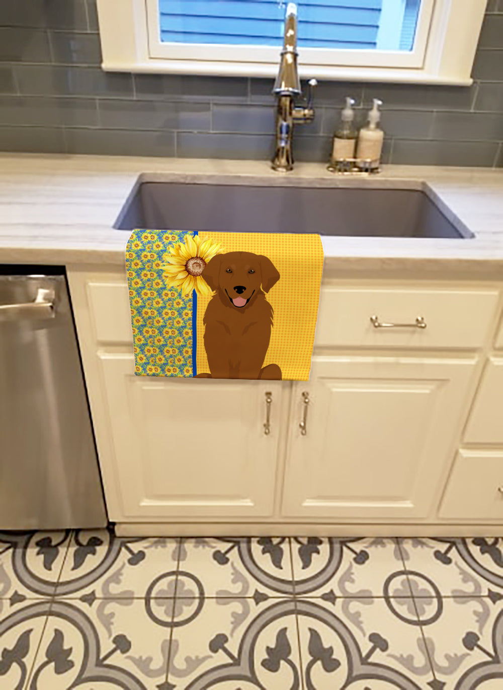 Buy this Summer Sunflowers Mahogany Golden Retriever Kitchen Towel