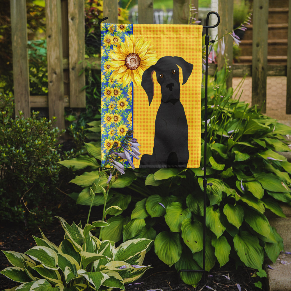 Summer Sunflowers Black Great Dane Flag Garden Size  the-store.com.