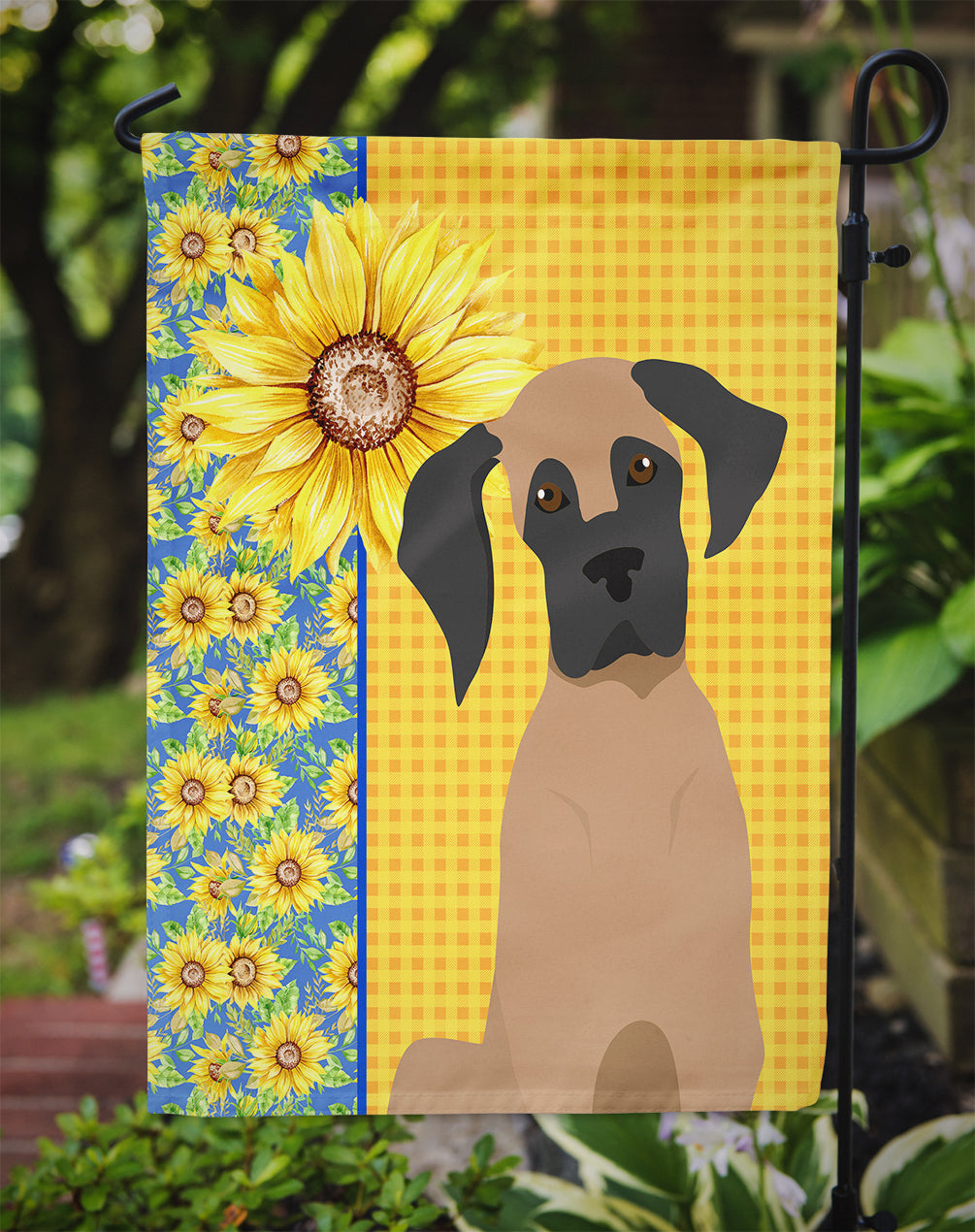 Summer Sunflowers Fawn Great Dane Flag Garden Size  the-store.com.