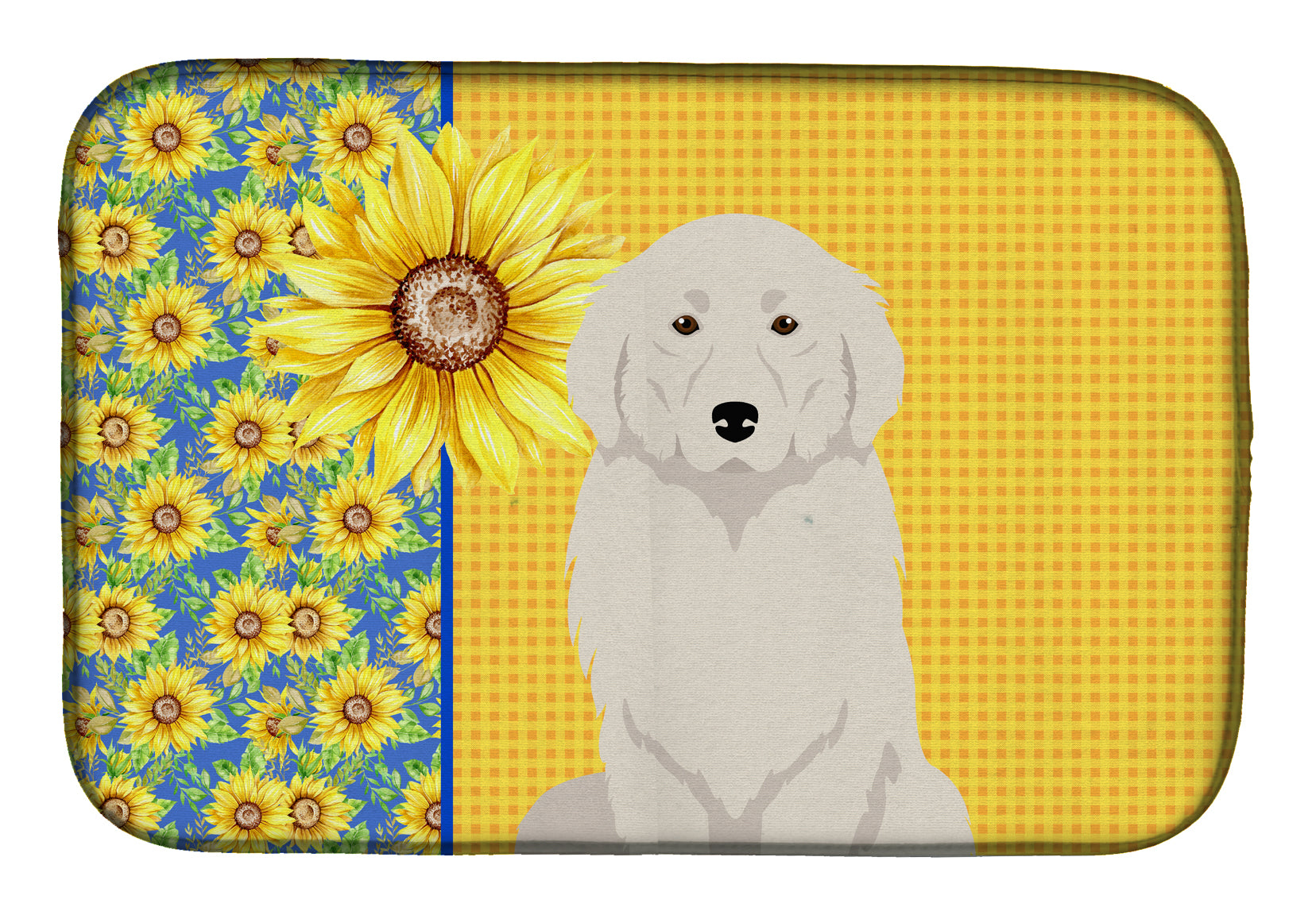 Summer Sunflowers Great Pyrenees Dish Drying Mat  the-store.com.