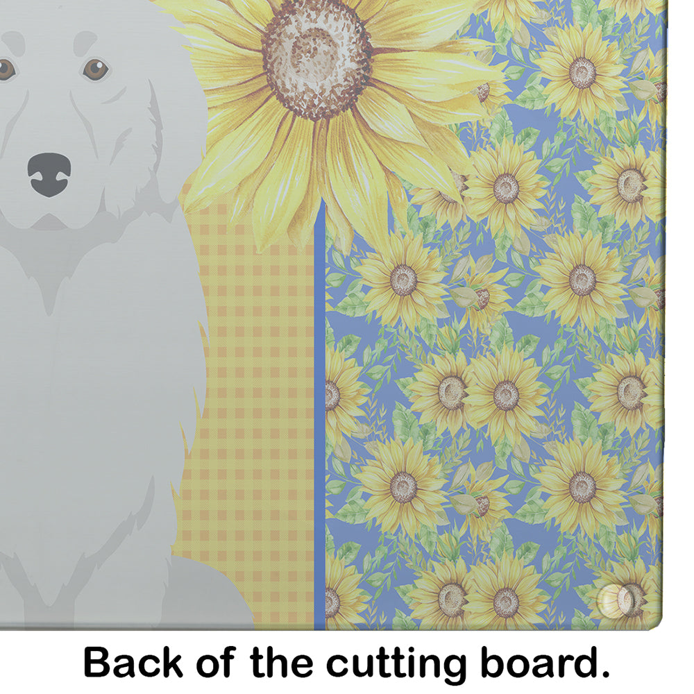 Summer Sunflowers Great Pyrenees Glass Cutting Board Large - the-store.com