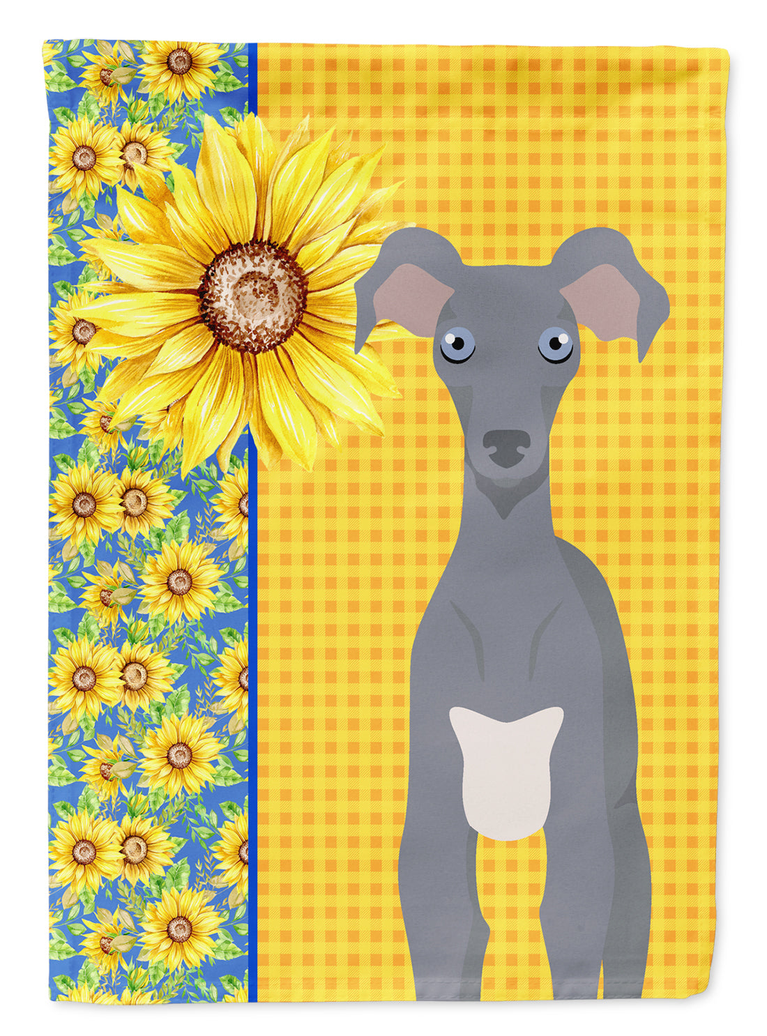 Summer Sunflowers Gray Italian Greyhound Flag Garden Size  the-store.com.