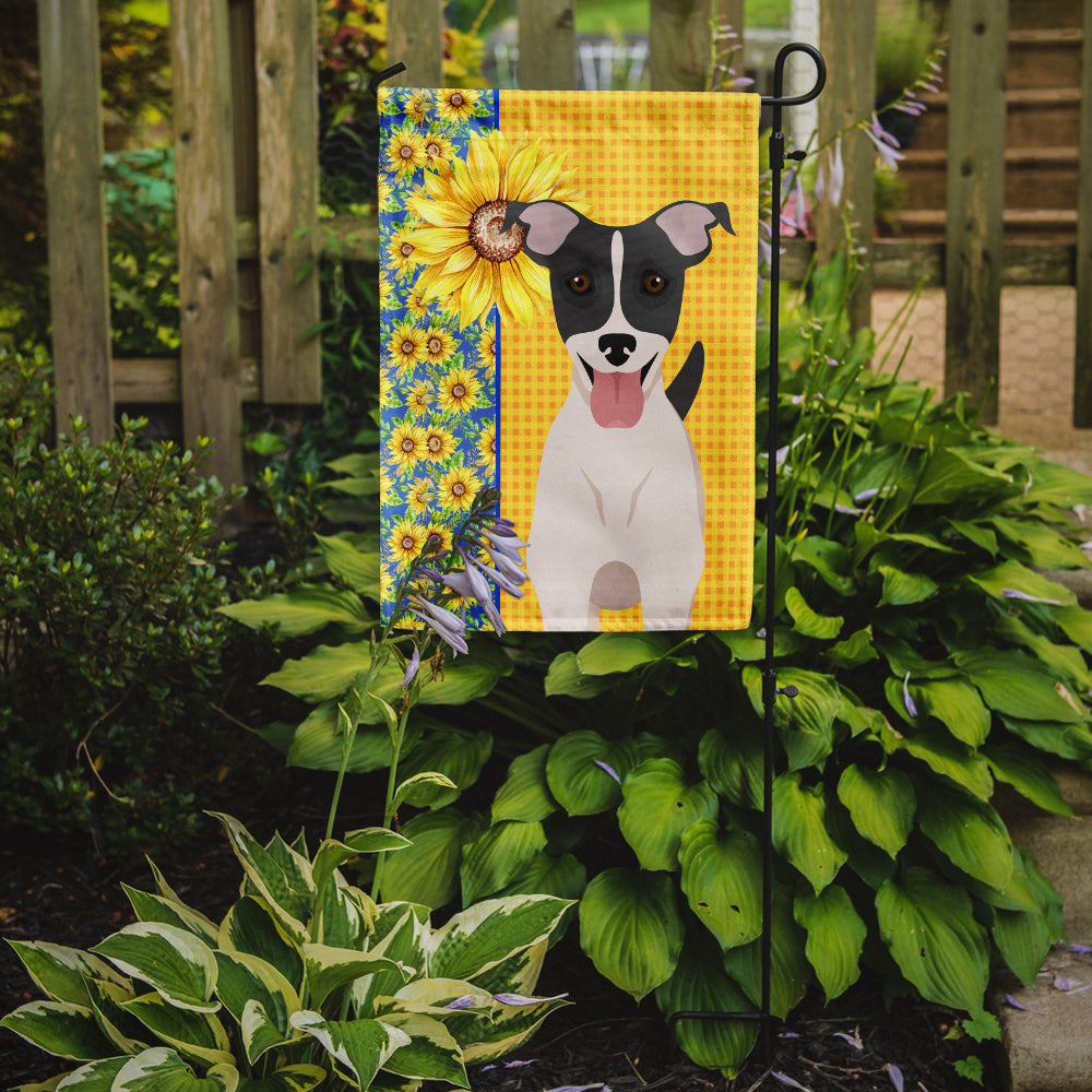 Summer Sunflowers Black White Smooth Jack Russell Terrier Flag Garden Size  the-store.com.