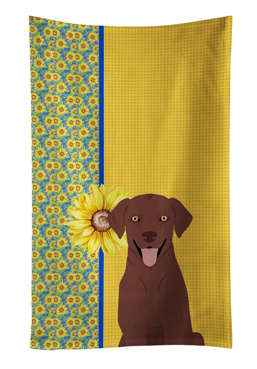 Buy this Summer Sunflowers Chocolate Labrador Retriever Kitchen Towel