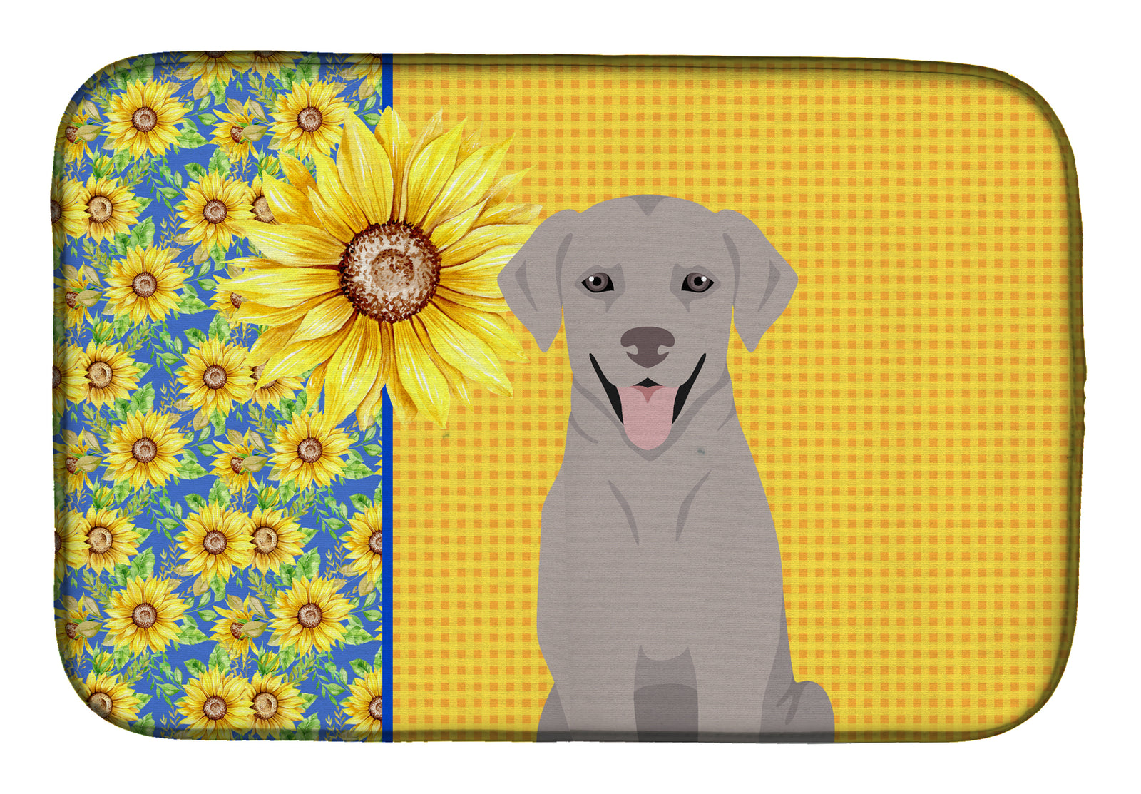 Summer Sunflowers Gray Labrador Retriever Dish Drying Mat  the-store.com.