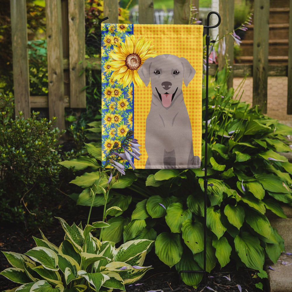 Summer Sunflowers Gray Labrador Retriever Flag Garden Size  the-store.com.