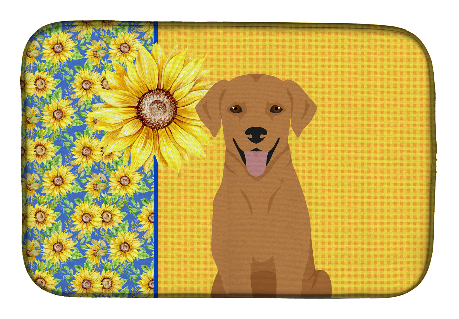 Summer Sunflowers Red Fox Labrador Retriever Dish Drying Mat  the-store.com.