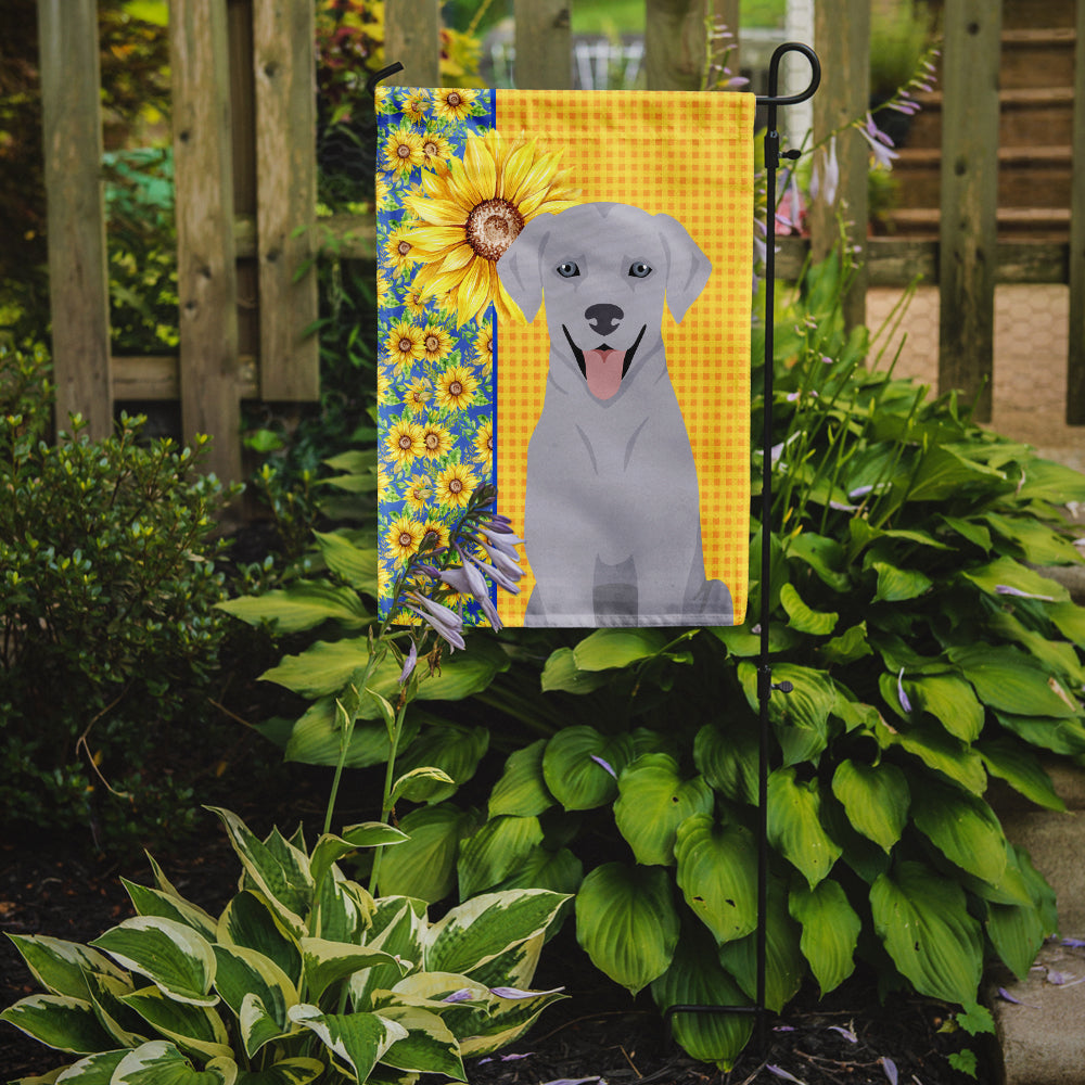 Summer Sunflowers Silver Labrador Retriever Flag Garden Size  the-store.com.