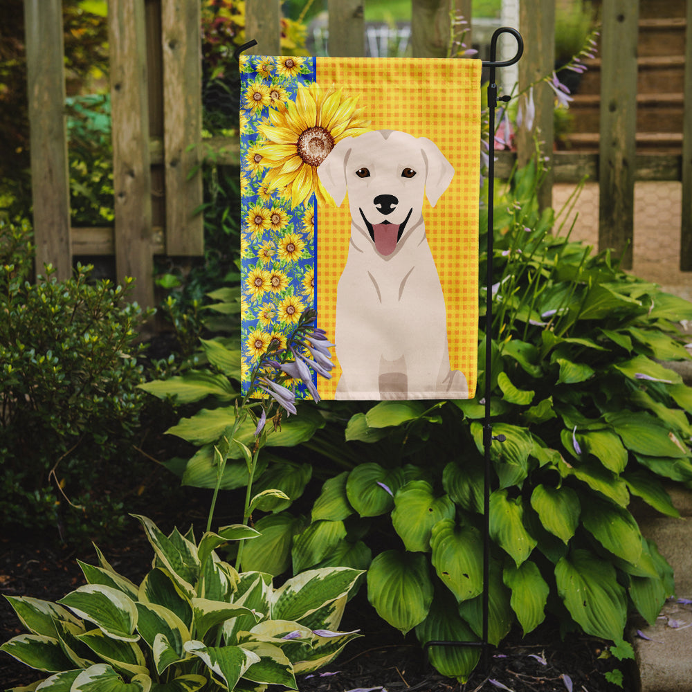 Summer Sunflowers White Cream Labrador Retriever Flag Garden Size  the-store.com.